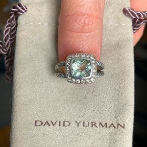 DY Petite Albion Ring w/Prasiolite and Diamonds
